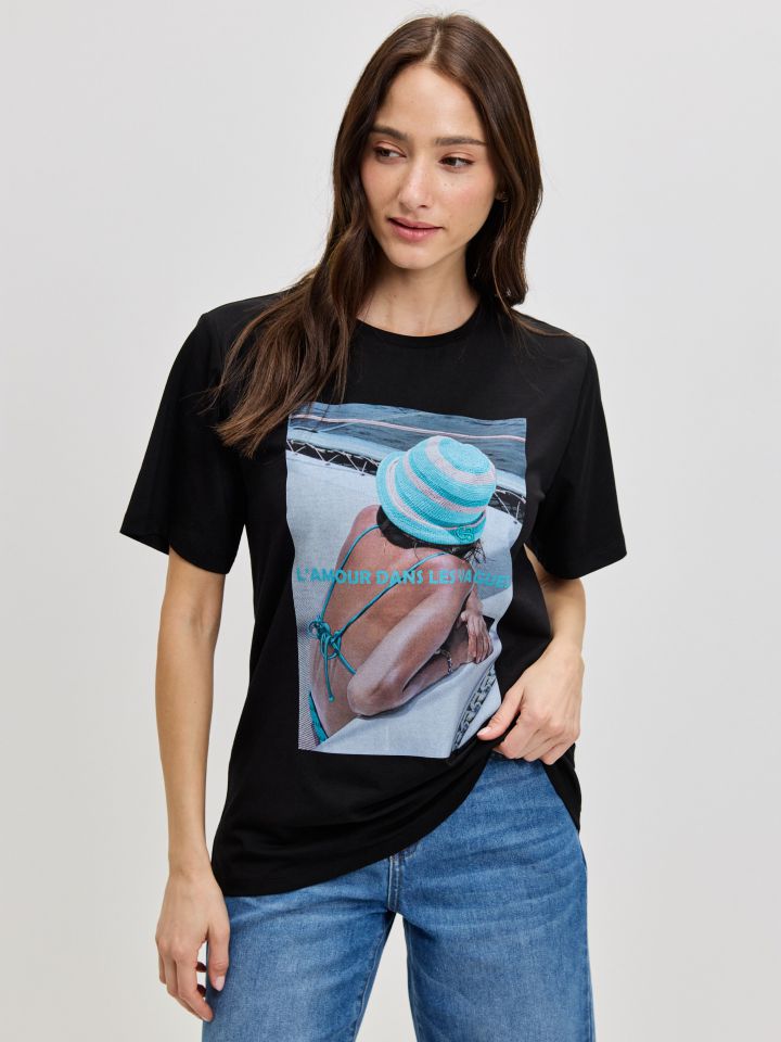 חולצה דפוס AMOUR PROMO בצבע שחור