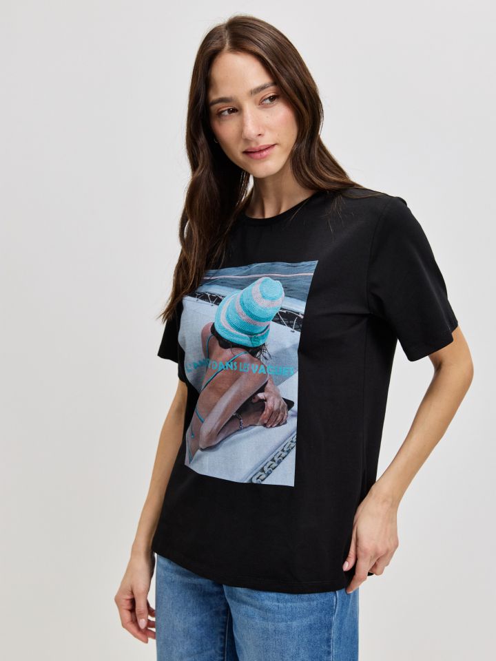 חולצה דפוס AMOUR PROMO בצבע שחור