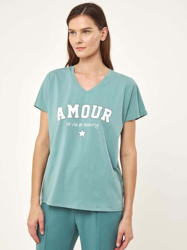 חולצה PROMO AMOUR בצבע ירוק בינוני