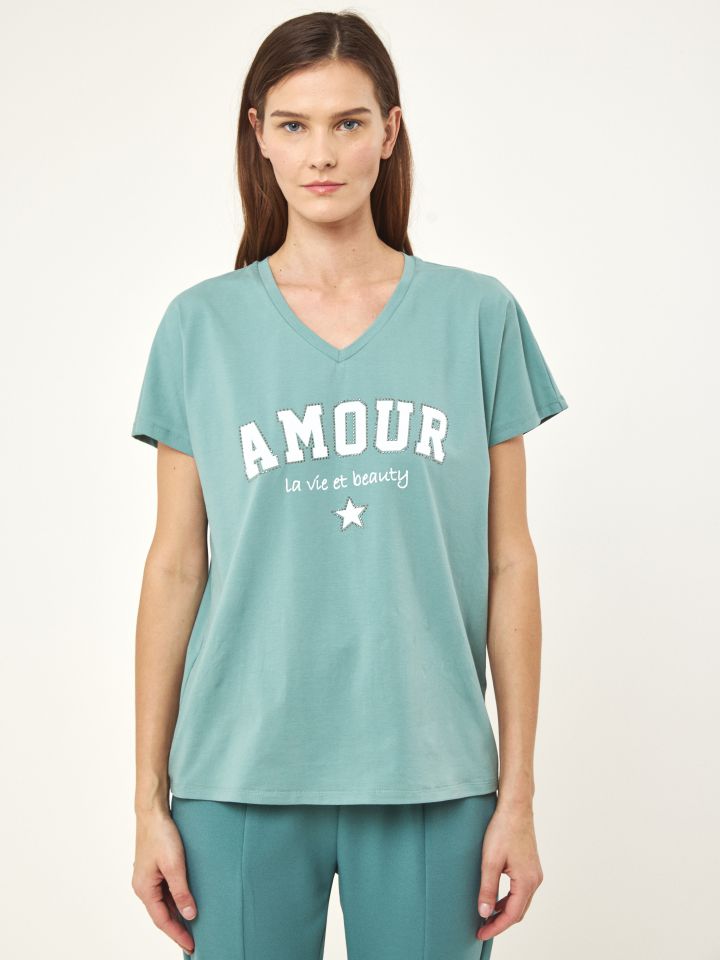 חולצה PROMO AMOUR בצבע ירוק בינוני