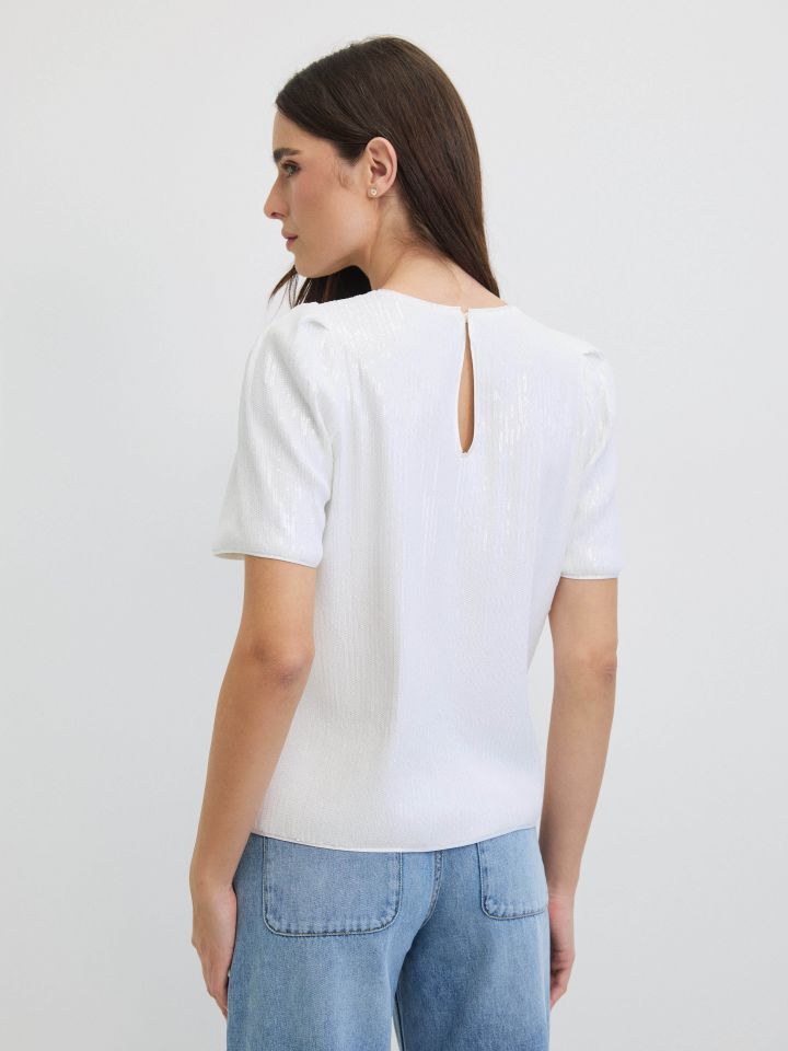 חולצה פייטים NATALY בצבע לבן