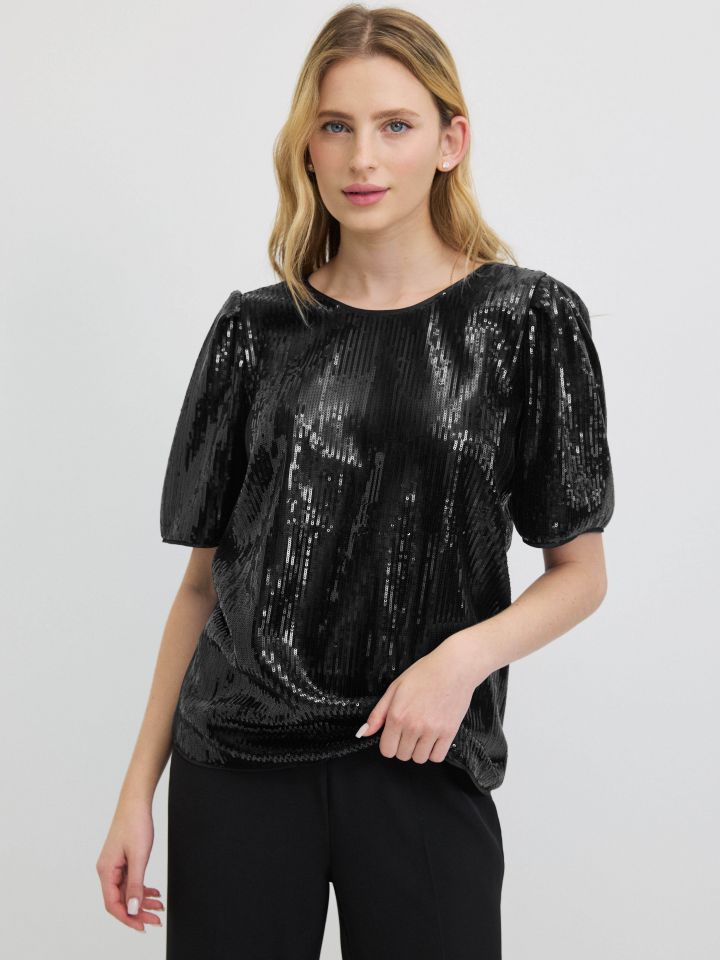 חולצה פייטים NATALY בצבע שחור