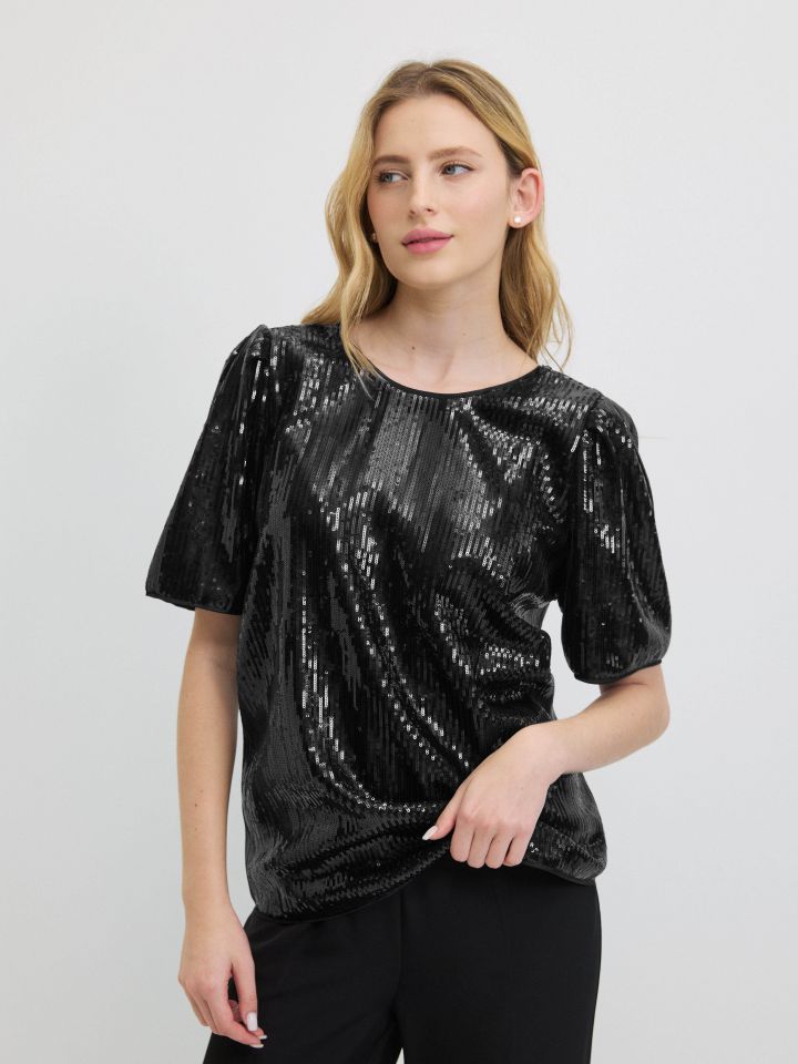 חולצה פייטים NATALY בצבע שחור