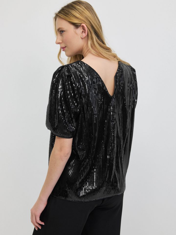 חולצה פייטים NATALY בצבע שחור