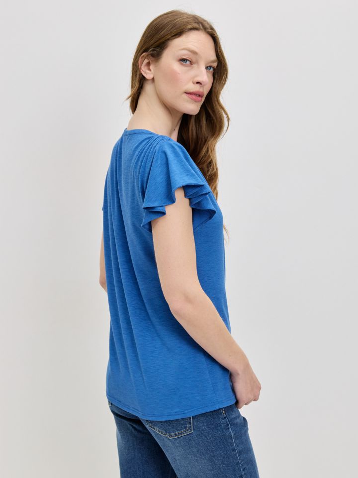 חולצה סלאב V כיווץ PROMO בצבע כחול רויאל