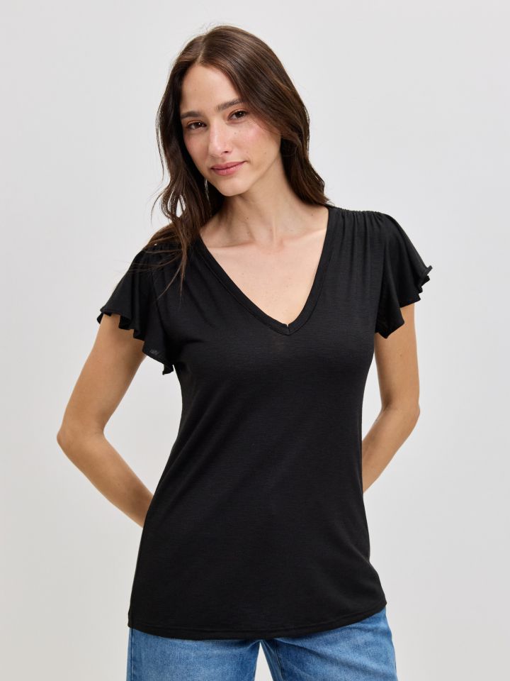 חולצה סלאב V כיווץ PROMO בצבע שחור