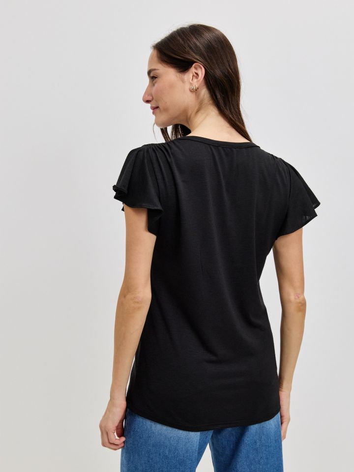 חולצה סלאב V כיווץ PROMO בצבע שחור