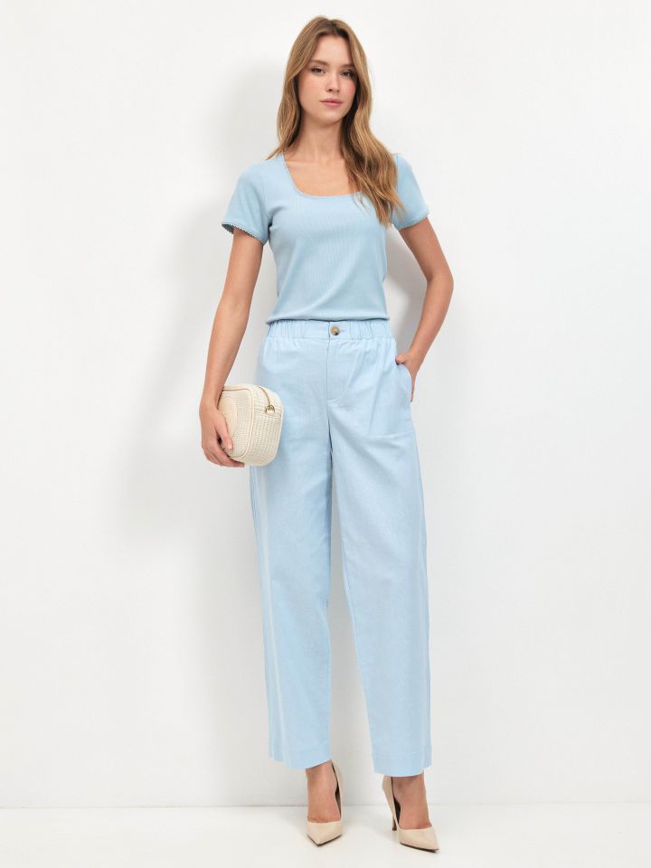 חולצה ריב פתח מרובע PROMO בצבע תכלת אורלי