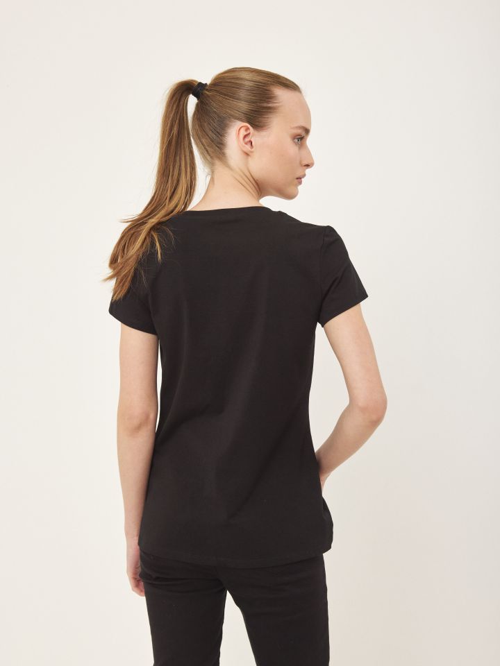 חולצה משקפיים + יהלומים בצבע שחור