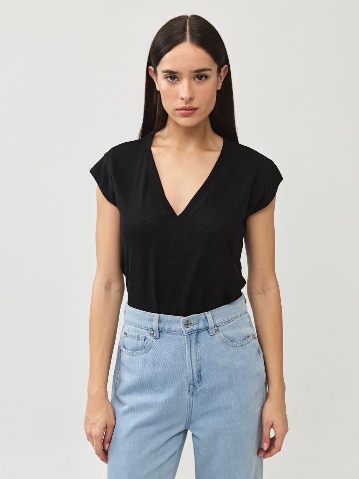 חולצה V סלאב PROMO בצבע שחור