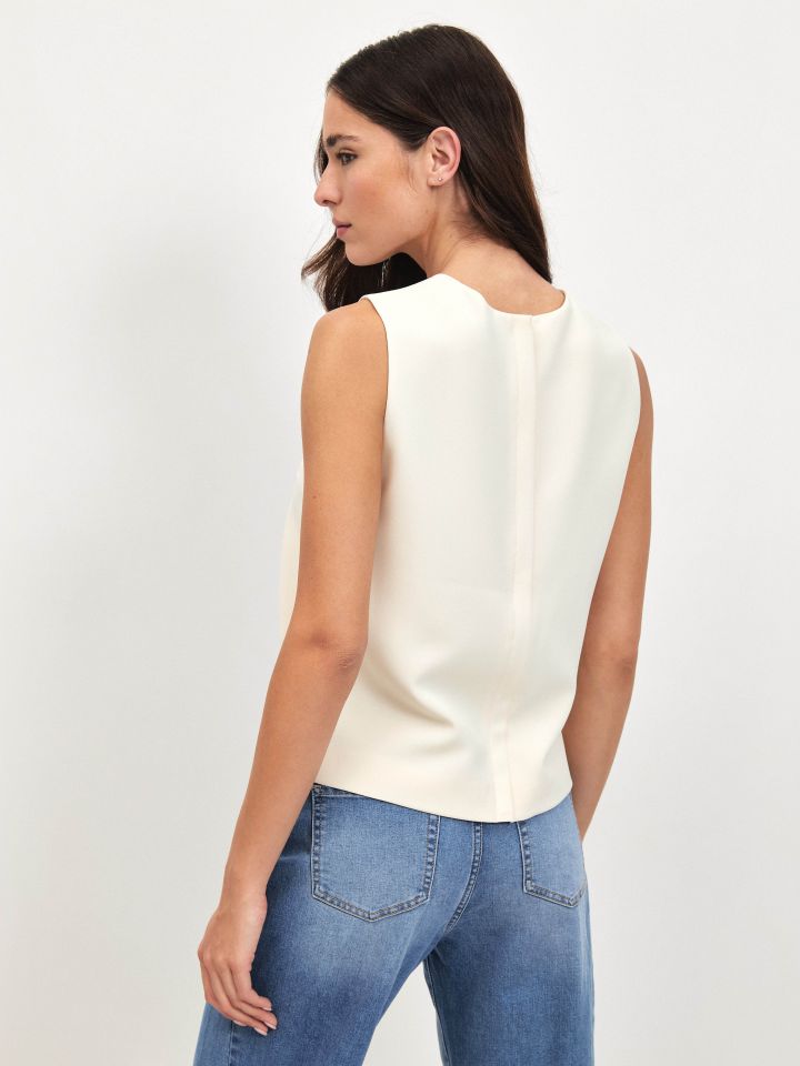 חולצה NATALY רוכסן בגב בצבע שמנת