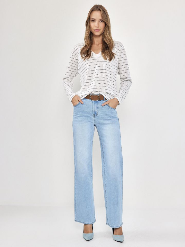 חולצה V פסים PROMO בצבע פסים שחור