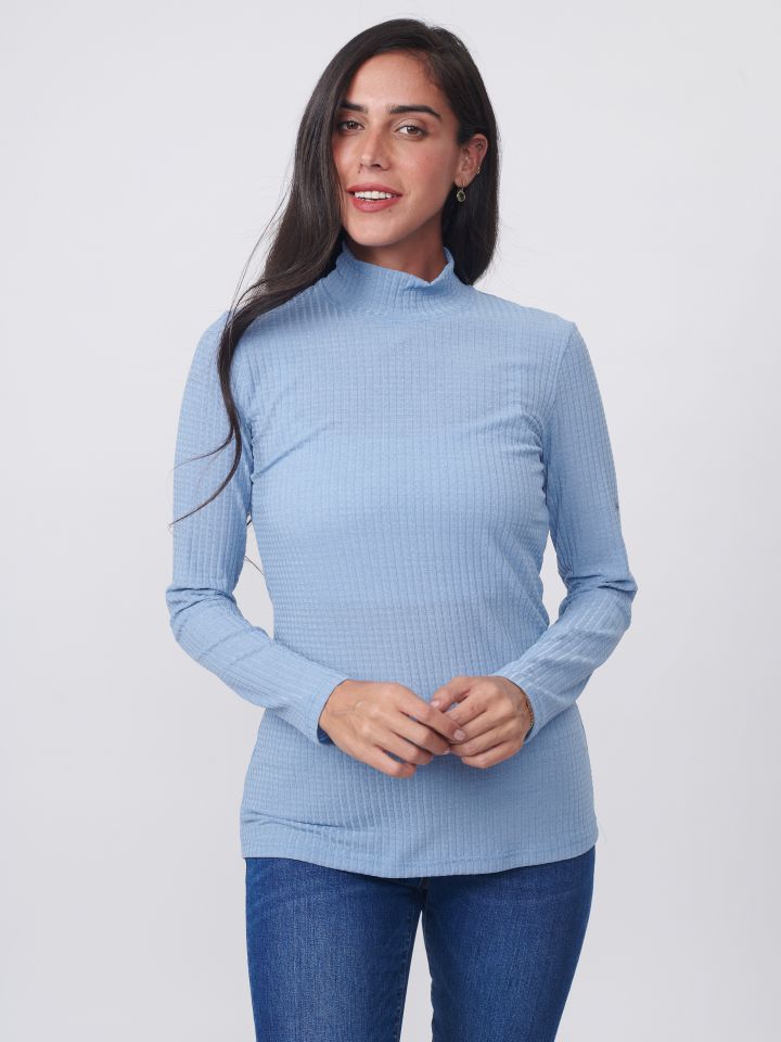 חולצה חצי גולף ריב PROMO בצבע תכלת