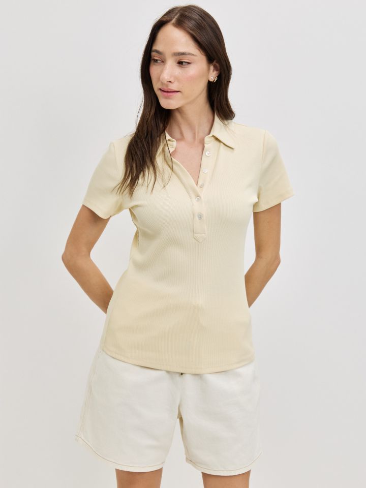 חולצה צוארון שינה PROMO בצבע לימון