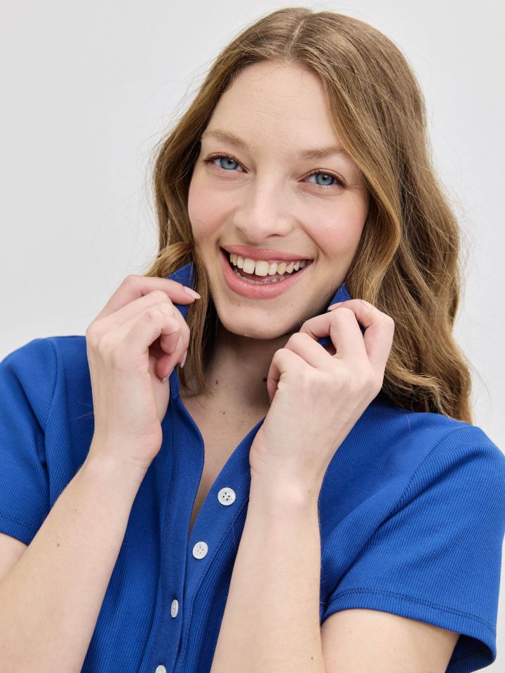 חולצה צוארון שינה PROMO בצבע כחול רויאל