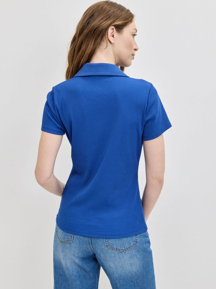 חולצה צוארון שינה PROMO בצבע כחול רויאל