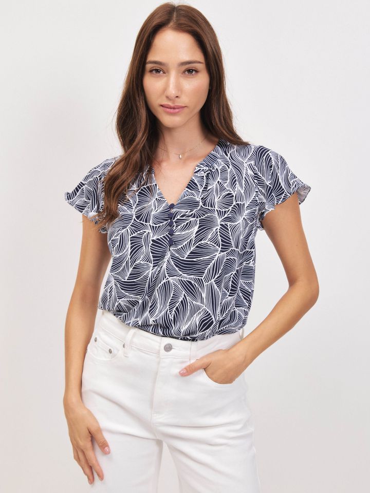 חולצה דפוס שינה PROMO בצבע כחול/לבן