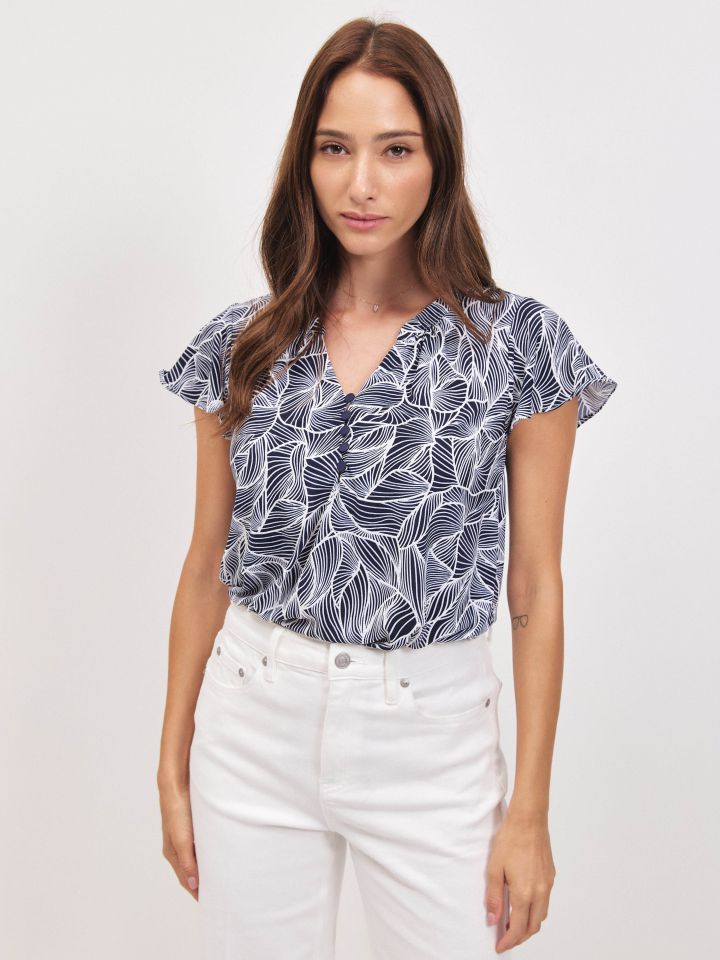 חולצה דפוס שינה PROMO בצבע כחול/לבן