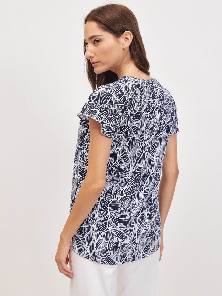 חולצה דפוס שינה PROMO בצבע כחול/לבן