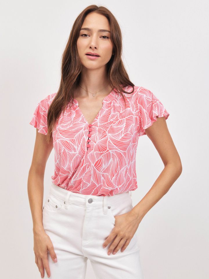 חולצה דפוס שינה PROMO בצבע קורל