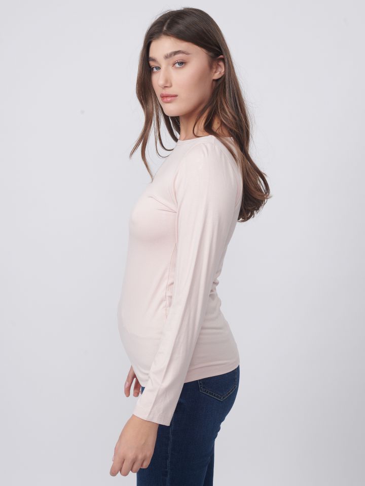 חולצה ניקי שרוול ארוך PROMO בצבע ורוד עתיק