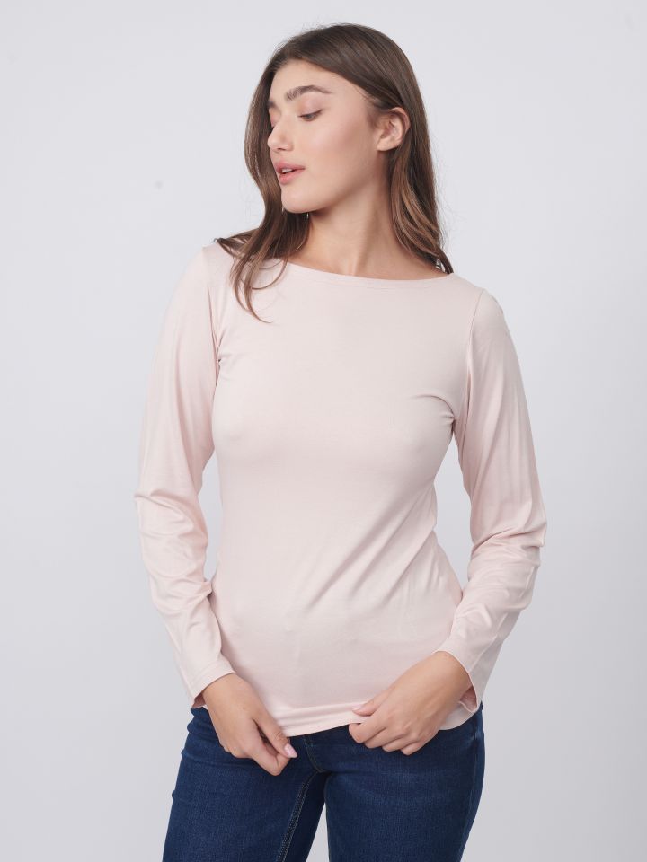 חולצה ניקי שרוול ארוך PROMO בצבע ורוד עתיק