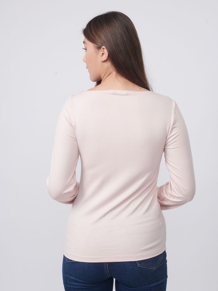 חולצה ניקי שרוול ארוך PROMO בצבע ורוד עתיק