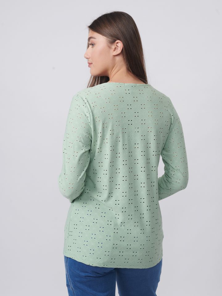 חולצה תחרה עניבה בצבע ירוק בהיר