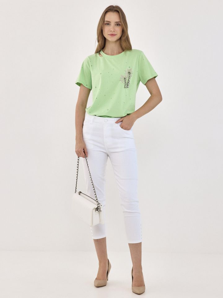 חולצה יהלומים דקל בצבע ירוק אניס