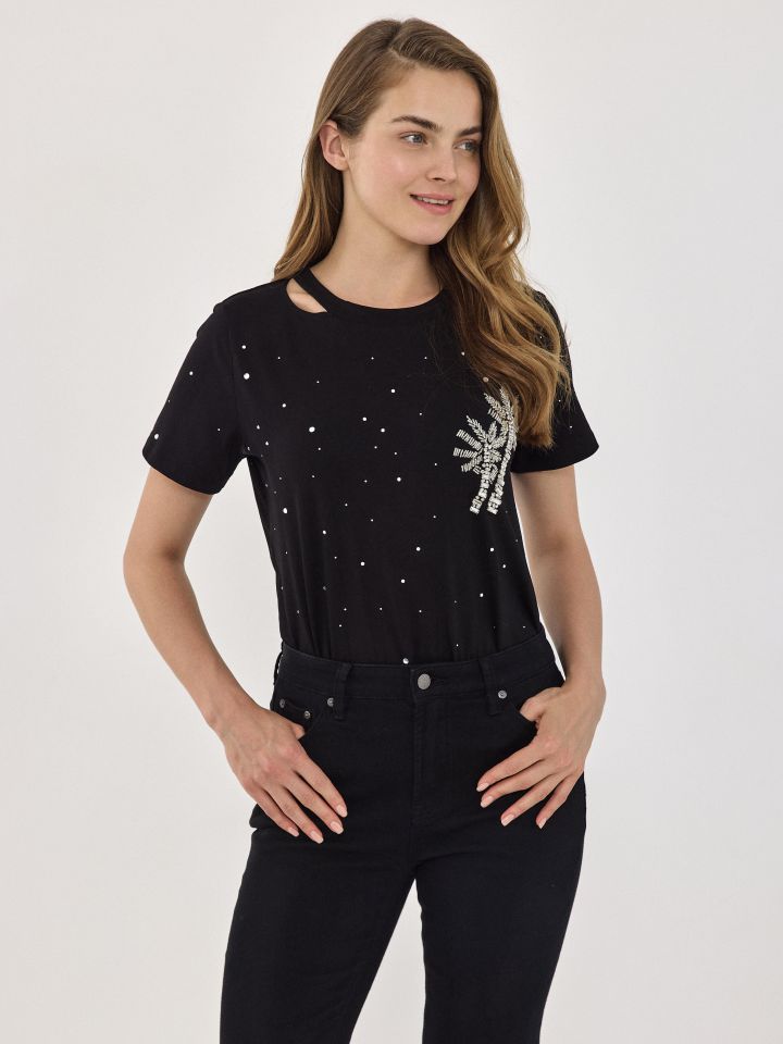 חולצה יהלומים דקל בצבע שחור