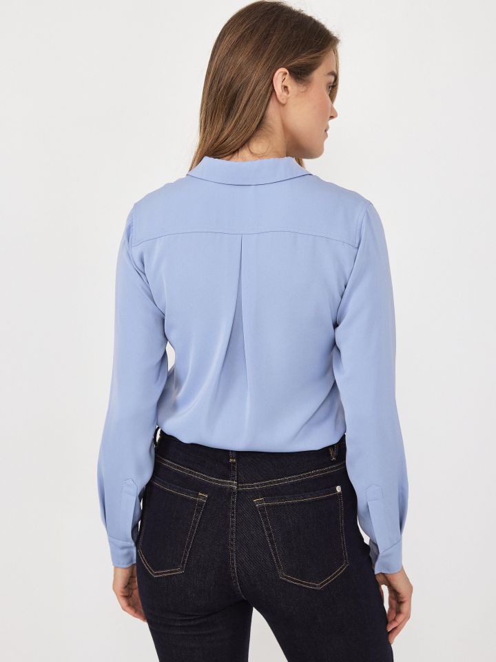 חולצה לחצניות כיסים בצבע תכלת אורלי