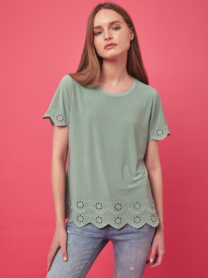 חולצה גלים ריקמות בצבע ירוק גולברי