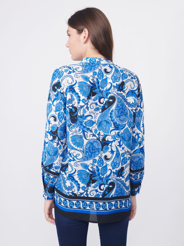 חולצה שינה בורדורה בצבע כחול/לבן