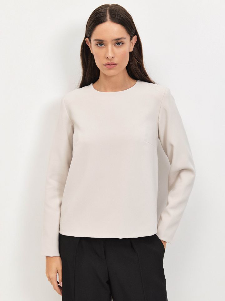 חולצה רוכסן בגב בצבע אבן