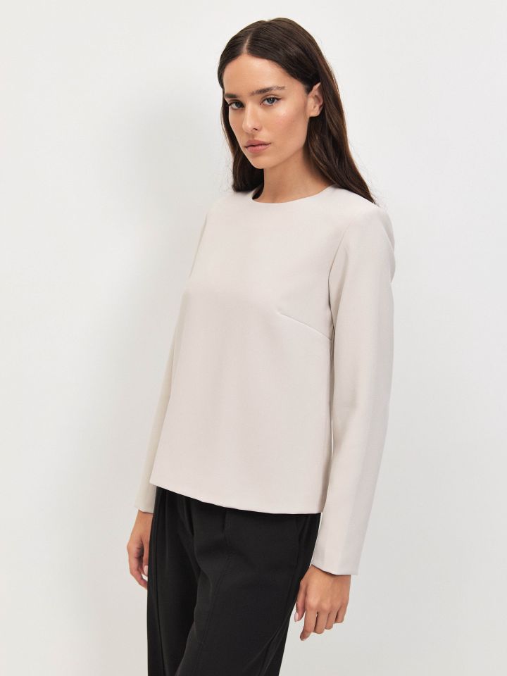 חולצה רוכסן בגב בצבע אבן