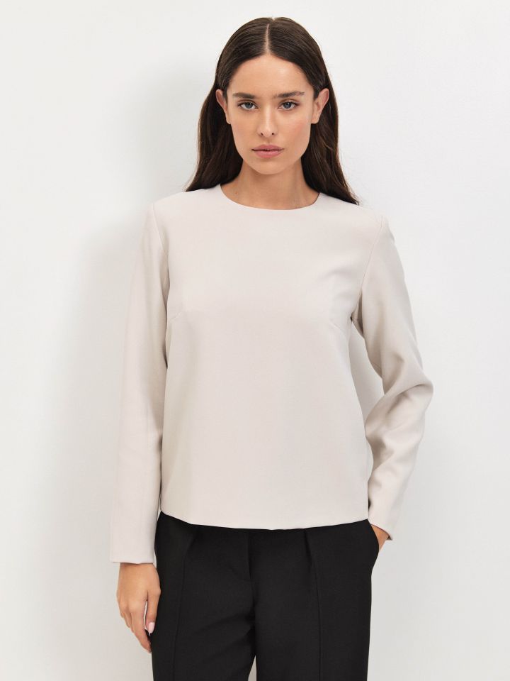 חולצה רוכסן בגב בצבע אבן