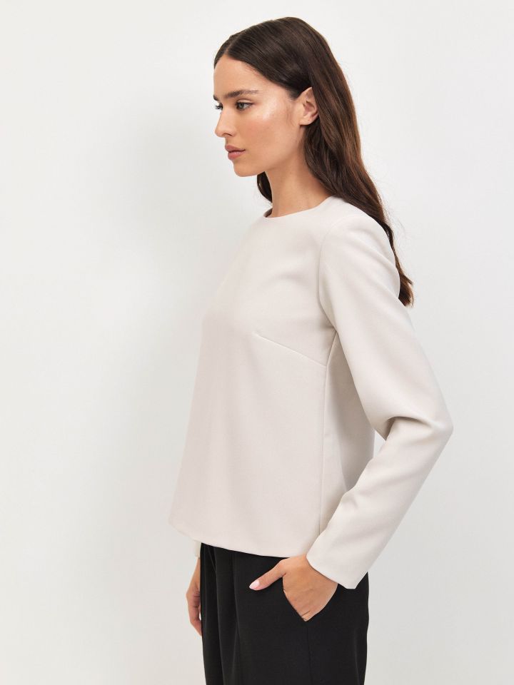 חולצה רוכסן בגב בצבע אבן