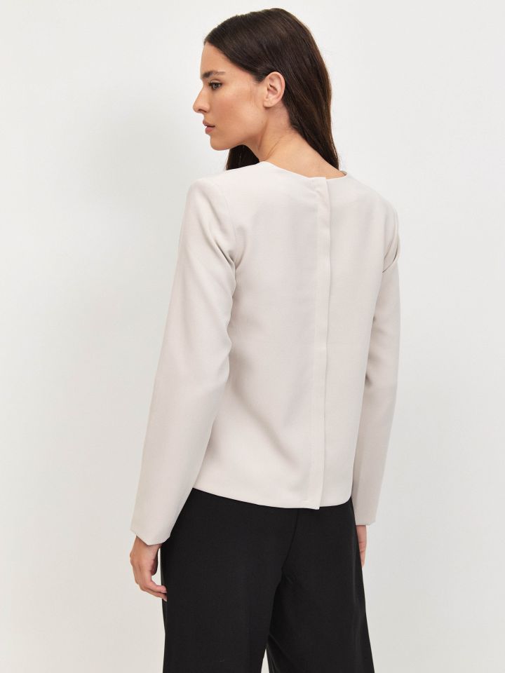 חולצה רוכסן בגב בצבע אבן