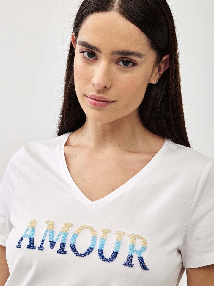 חולצה PROMO V AMOUR בצבע לבן