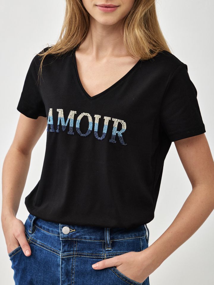 חולצה PROMO V AMOUR בצבע שחור