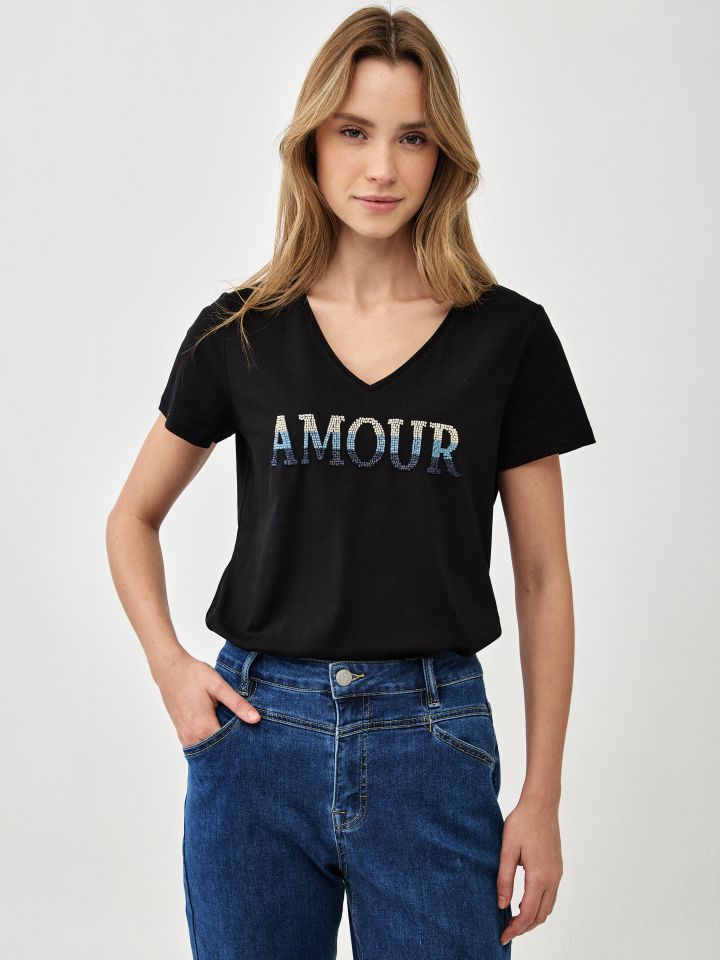 חולצה PROMO V AMOUR בצבע שחור