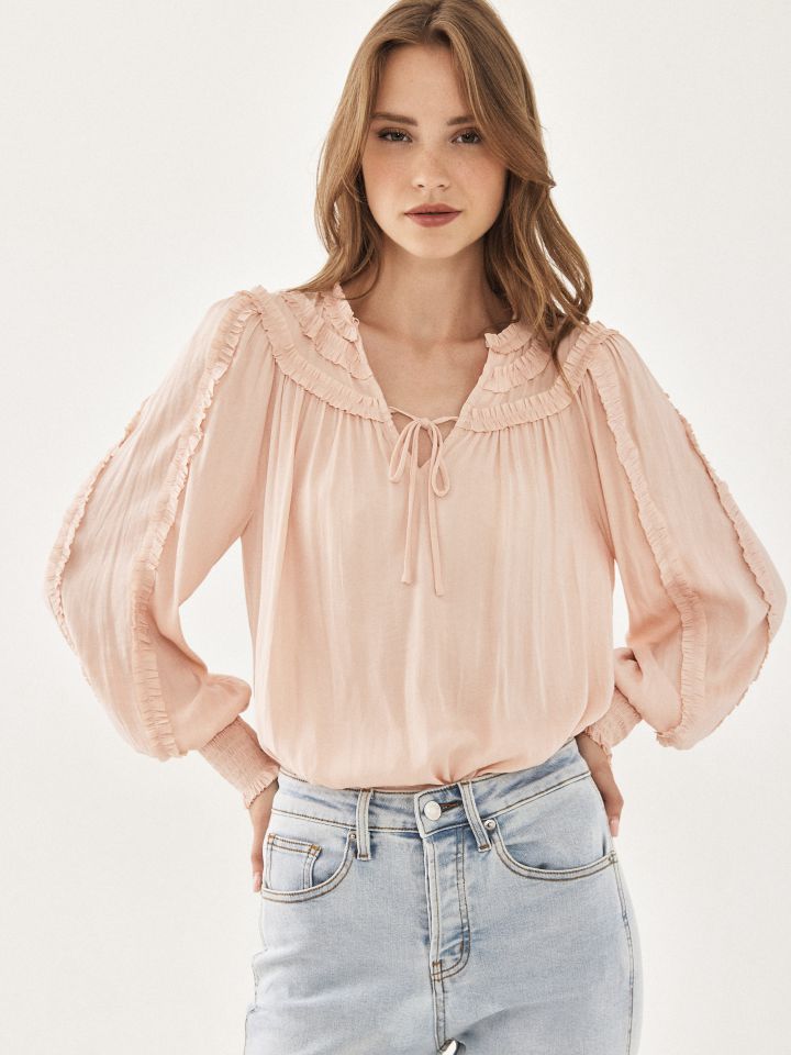 חולצה סטן מלמלות בצבע ורוד חדש