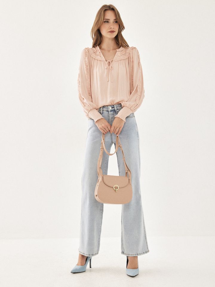 חולצה סטן מלמלות בצבע ורוד חדש