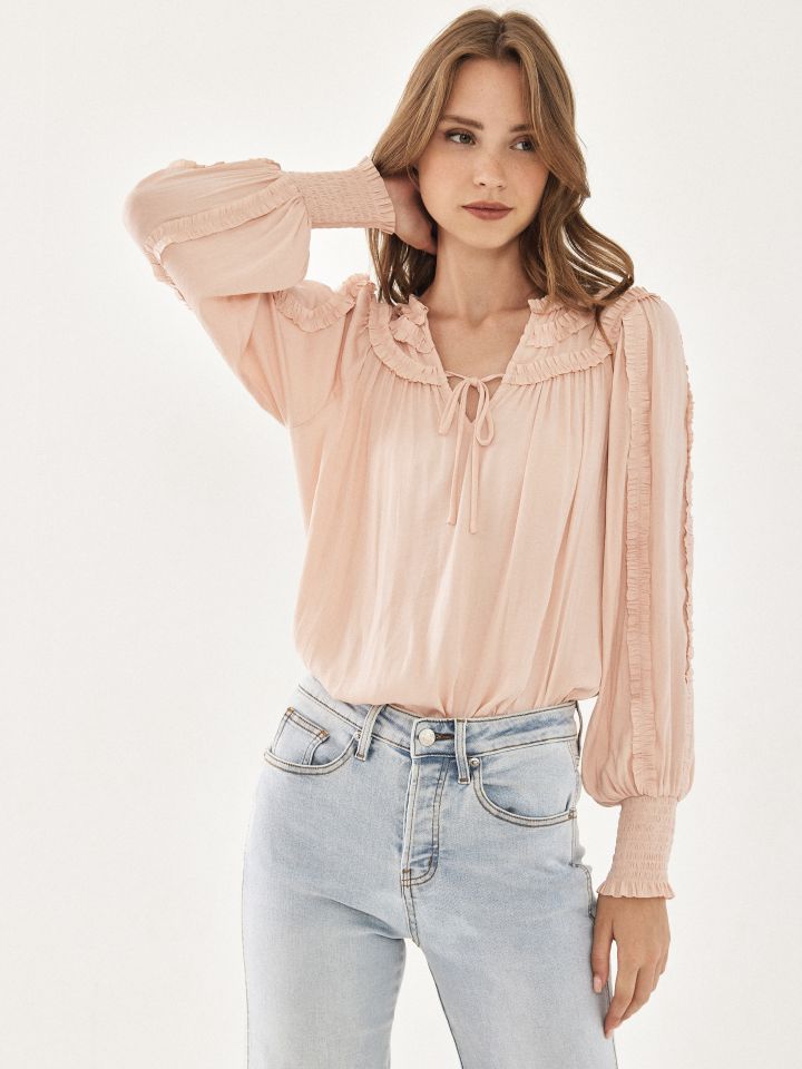 חולצה סטן מלמלות בצבע ורוד חדש