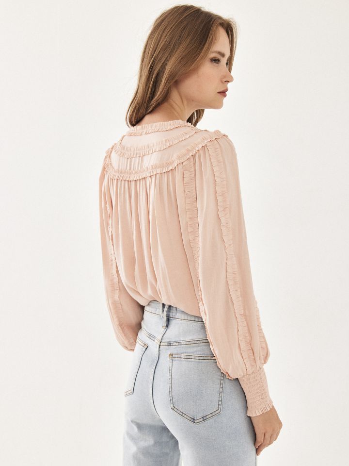 חולצה סטן מלמלות בצבע ורוד חדש