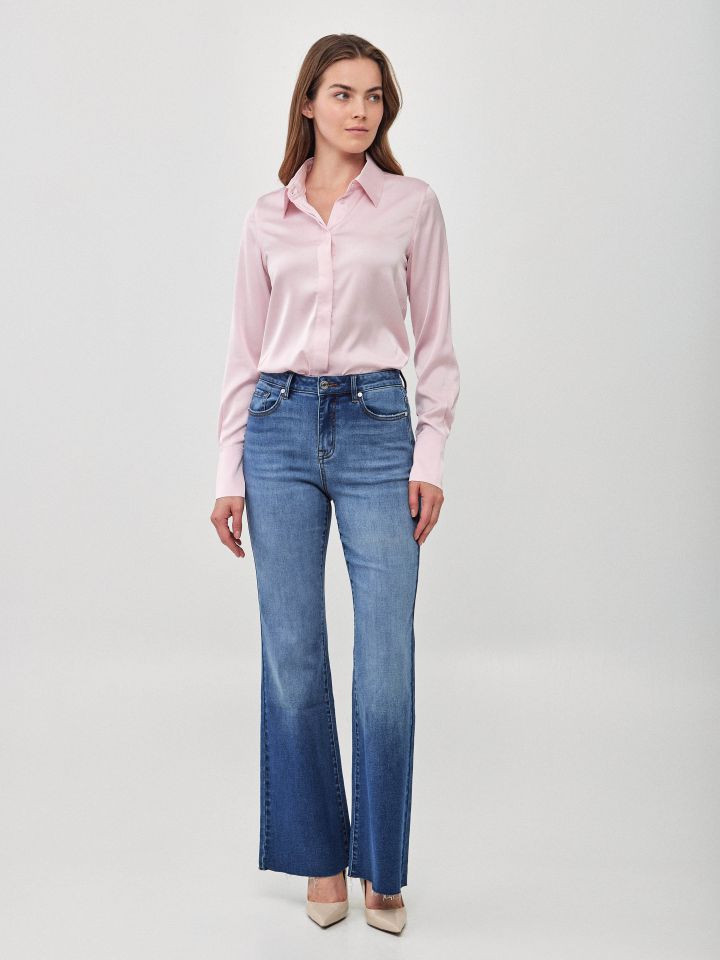 חולצה סטן מכופתרת PROMO בצבע ורוד חדש