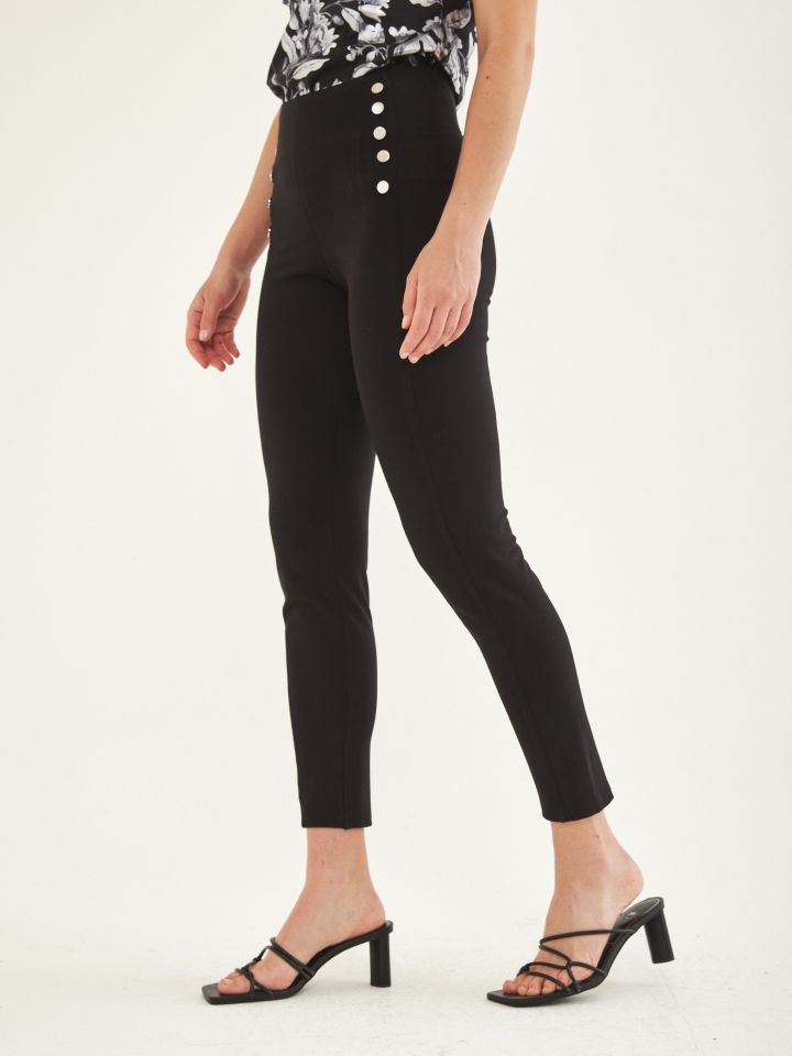 מכנסי טייץ לחצניות בצבע שחור