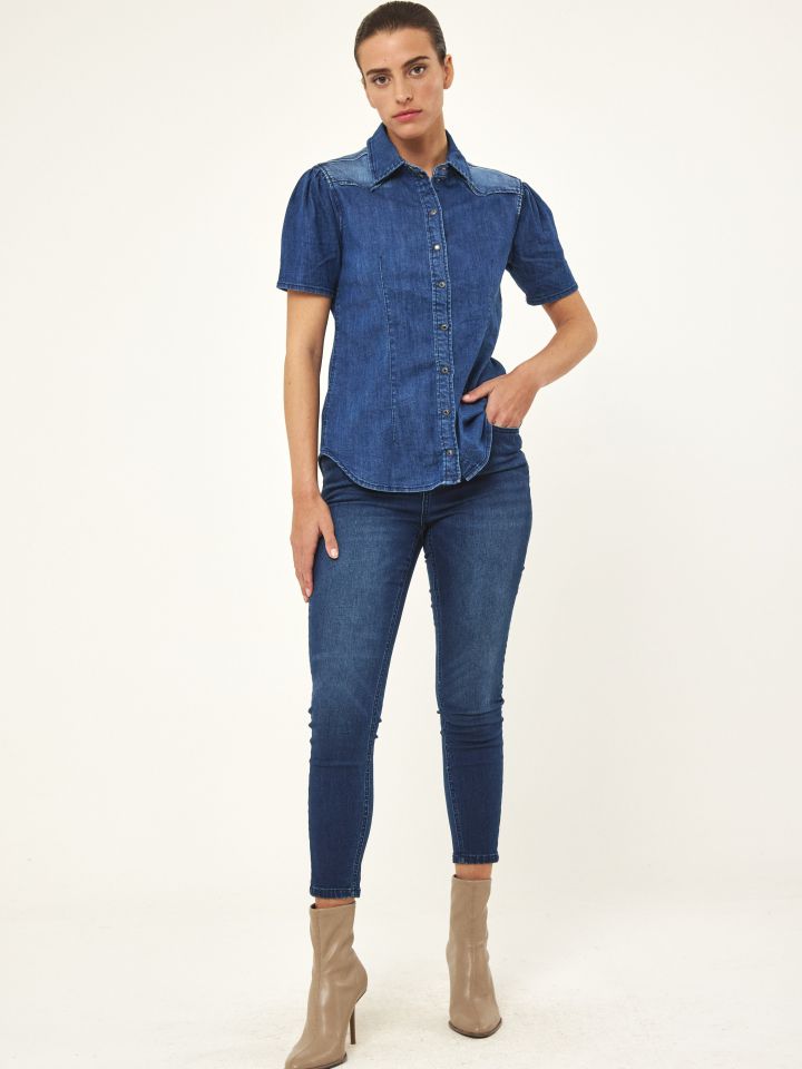 מכנסי ג’ינס  8/9 LIA PROMO בצבע ג’ינס כהה