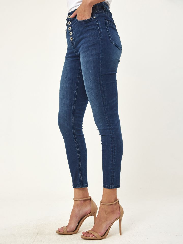 מכנסי ג’ינס  8/9 LIA PROMO בצבע ג’ינס כהה