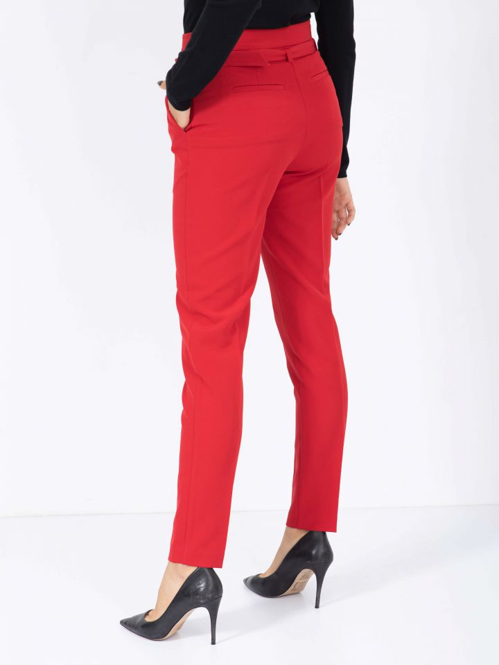 מכנסיים חגורה אבזם בצבע אדום